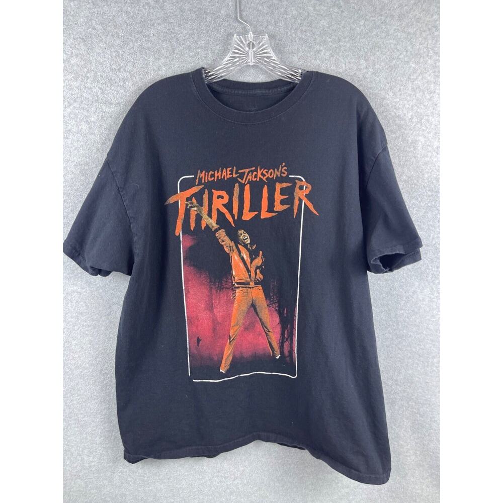 Michael Jackson Thriller Shirt Men's L Black Short Sleeve 80s Pop Rock Album Tee